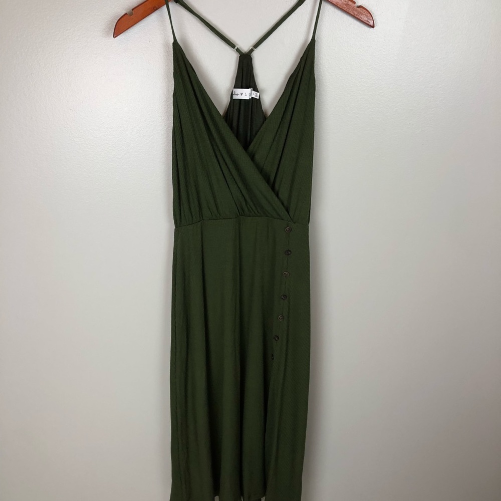 Lulus green Button detail dress